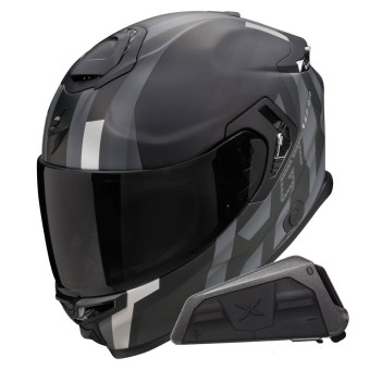 Integral Scorpion Exo GT SP Air Touradven Black Mat Silver + Kit bluetooth Exo-Com Link-1