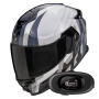 Casque Integral Scorpion Exo GT SP Air Touradven White Pearl Silver + Kit bluetooth 5R Lite Solo