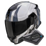 Casque Integral Scorpion Exo GT SP Air Touradven White Pearl Silver + Kit Bluetooth BT Mini