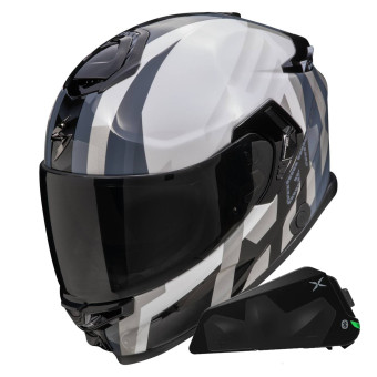 Integral Scorpion Exo GT SP Air Touradven White Silver + Kit bluetooth Exo-Com Link-1C