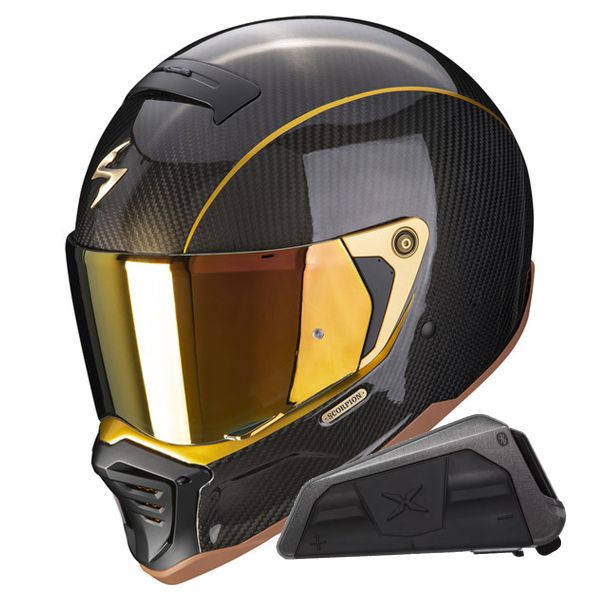 Integral Scorpion EXO-HX1 Carbon SE Black Gold + Kit bluetooth Exo-Com Link-1 Integral Scorpion EXO-HX1 Carbon SE Black Gold + Kit bluetooth Exo-Com Link-1