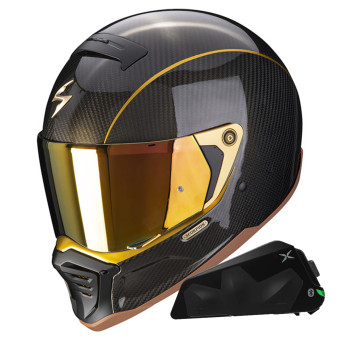 Integral Scorpion EXO-HX1 Carbon SE Black Gold + Kit bluetooth Exo-Com Link-1C