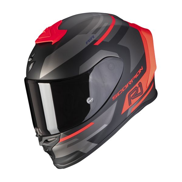 Scorpion Exo R1 Air Orbis Matt Black Neon Red + Kit Bluetooth 5S