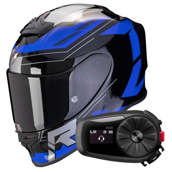 Integral Scorpion Exo R1 Evo Air Blaze Black Blue + Kit Bluetooth 5S Solo