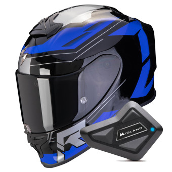Integral Scorpion Exo R1 Evo Air Blaze Black Blue + Kit Bluetooth BT Mini