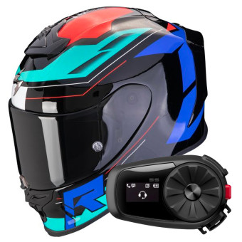 Integral Scorpion Exo R1 Evo Air Blaze Black Blue Red + Kit Bluetooth 5S Solo