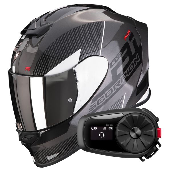 Integral Scorpion Exo R1 Evo Air Final Dark Silver Black White + Kit bluetooth 5R Lite