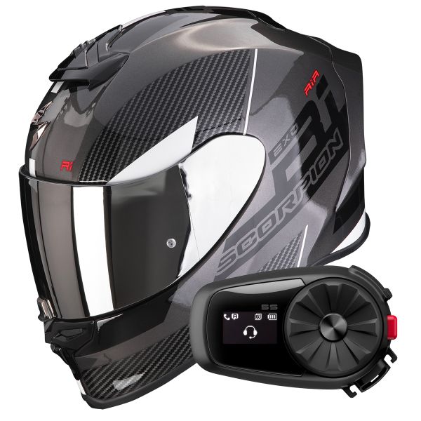 Integral Scorpion Exo R1 Evo Air Final Dark Silver Black White + Kit Bluetooth 5S