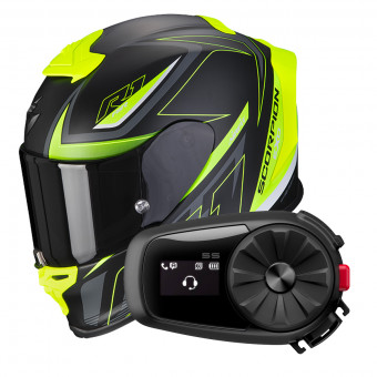 Integral Scorpion Exo R1 Evo Air Gaz Matt Black Neon Yellow + Intercom Sena 5S
