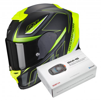 Integral Scorpion Exo R1 Evo Air Gaz Matt Black Neon Yellow + Intercom Sena SMH5