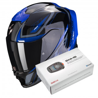 Integral Scorpion Exo R1 Evo Air Gaz Metal Black Blue + Intercom Sena SMH5