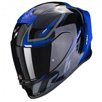 Scorpion Exo R1 Evo Air Gaz Metal Black Blue + Intercom Sena SMH5