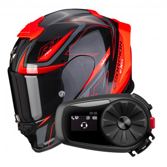 Integral Scorpion Exo R1 Evo Air Gaz Metal Black Red + Intercom Sena 5S