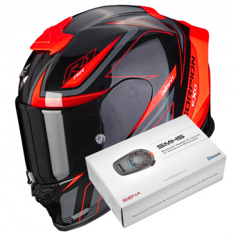 Integral Scorpion Exo R1 Evo Air Gaz Metal Black Red + Intercom Sena SMH5