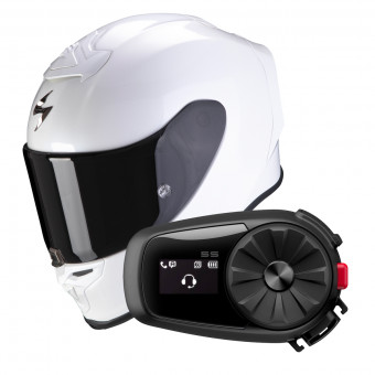 Integral Scorpion Exo R1 Evo Air Solid Pearl White + Intercom Sena 5S