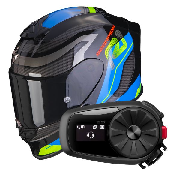 Integral Scorpion Exo R1 Evo Air Vatis Black Blue + Intercom Sena 5S