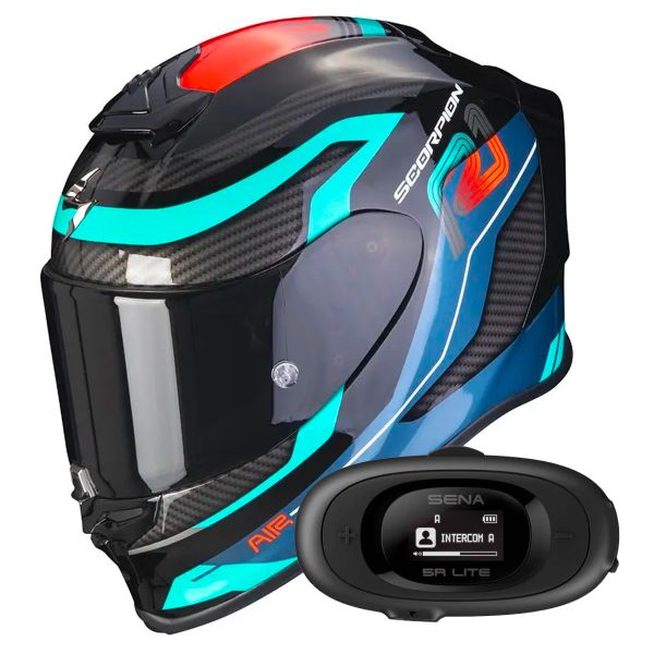 Integral Scorpion Exo R1 Evo Air Vatis Black Blue Red + Kit bluetooth 5R Lite
