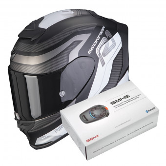 Integral Scorpion Exo R1 Evo Air Vatis Matt Black White + Intercom Sena SMH5