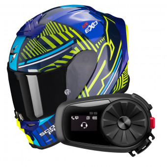 Integral Scorpion Exo R1 Evo Air Victory Blue Neon Yellow + Intercom Sena 5S