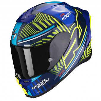 Scorpion Exo R1 Evo Air Victory Blue Neon Yellow + Intercom Sena 5S