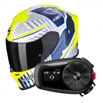 Integral Scorpion Exo R1 Evo Air Victory White Blue + Intercom Sena 5S