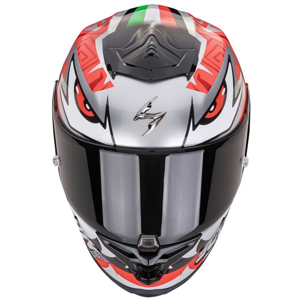 Scorpion Exo R1 Evo Air Zaccone Silver Black Red + Kit Bluetooth 5S Solo