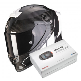 Integral Scorpion Exo R1 Evo Carbon Air Corpus II Black White + Intercom Sena SMH5