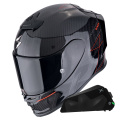 Pack Exo R1 Evo Carbon Air Cynergy Black Red + Kit bluetooth Exo-Com Link-1C