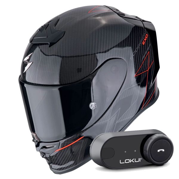 Integral Scorpion Exo R1 Evo Carbon Air Cynergy Black Red + Kit Bluetooth Lokui K30 Integral Scorpion Exo R1 Evo Carbon Air Cynergy Black Red + Kit Bluetooth Lokui K30