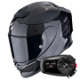 Casque Integral Scorpion Exo R1 Evo Carbon Air Cynergy Black White + Kit Bluetooth 5S Solo