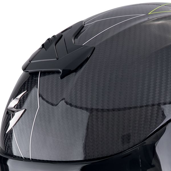 Scorpion Exo R1 Evo Carbon Air Cynergy Black Yellow Fluo + Kit Bluetooth 5S Solo