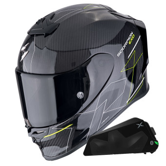 Integral Scorpion Exo R1 Evo Carbon Air Cynergy Yellow + Kit bluetooth Exo-Com Link-1C