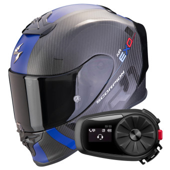 Integral Scorpion Exo R1 Evo Carbon Air MG Matt Black Blue + Kit Bluetooth 5S Solo
