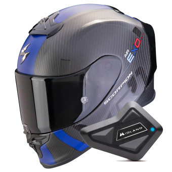Integral Scorpion Exo R1 Evo Carbon Air MG Matt Black Blue + Kit Bluetooth BT Mini