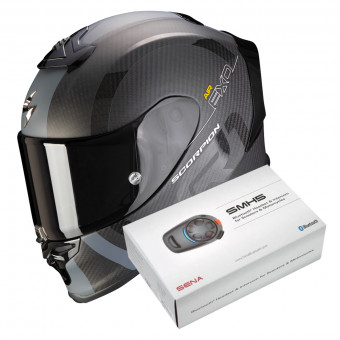 Integral Scorpion Exo R1 Evo Carbon Air MG Matt Black Dark Silver + Intercom Sena SMH5
