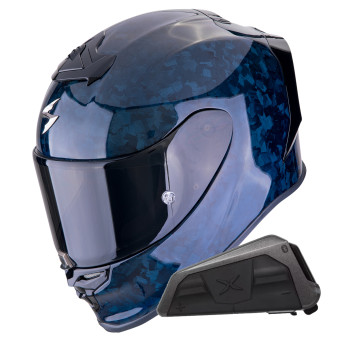 Integral Scorpion Exo R1 Evo Carbon Air Onyx Blue + Kit bluetooth Exo-Com Link-1