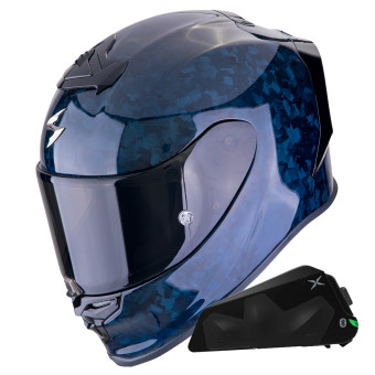 Integral Scorpion Exo R1 Evo Carbon Air Onyx Blue + Kit bluetooth Exo-Com Link-1C