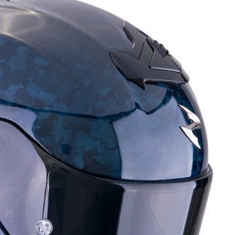 Scorpion Exo R1 Evo Carbon Air Onyx Blue + Kit bluetooth Exo-Com Link-1