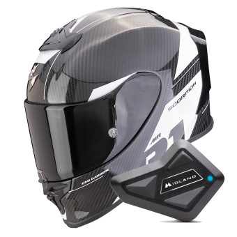 Integral Scorpion Exo R1 Evo Carbon Air Rally Black White + Kit Bluetooth BT Mini