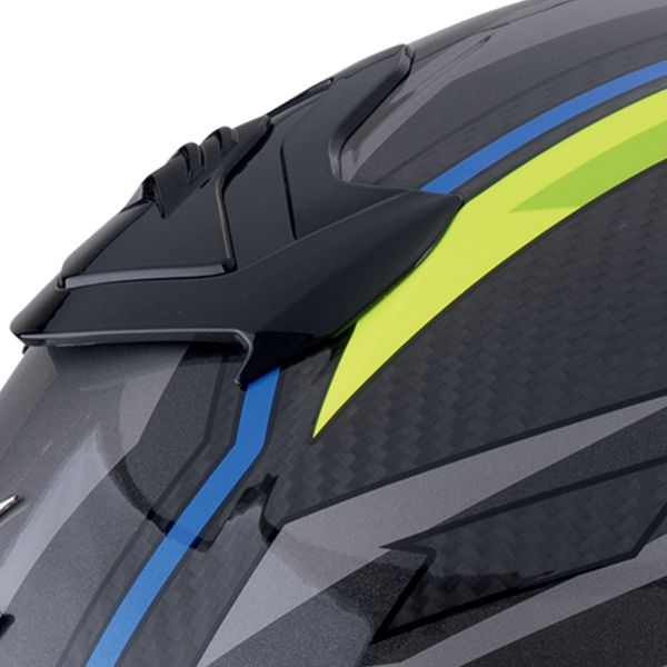 Scorpion Exo R1 Evo Carbon Air Runner Blue Yellow + Kit bluetooth Exo-Com Link-1C