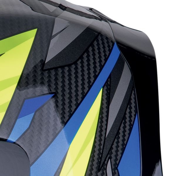 Scorpion Exo R1 Evo Carbon Air Runner Blue Yellow + Kit bluetooth Exo-Com Link-1C