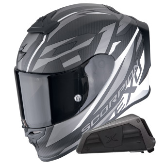 Integral Scorpion Exo R1 Evo Carbon Air Runner Black White + Kit bluetooth Exo-Com Link-1