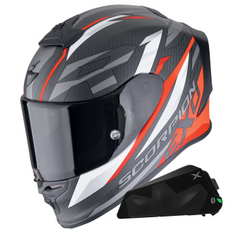 Integral Scorpion Exo R1 Evo Carbon Air Runner Matt Red + Kit bluetooth Exo-Com Link-1C