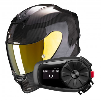 Integral Scorpion Exo R1 Evo Carbon Air Solid Black + Intercom Sena 5S