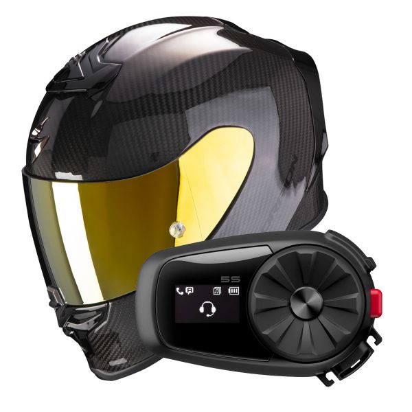 Integral Scorpion Exo R1 Evo Carbon Air Solid Black + Intercom Sena 5S Integral Scorpion Exo R1 Evo Carbon Air Solid Black + Intercom Sena 5S