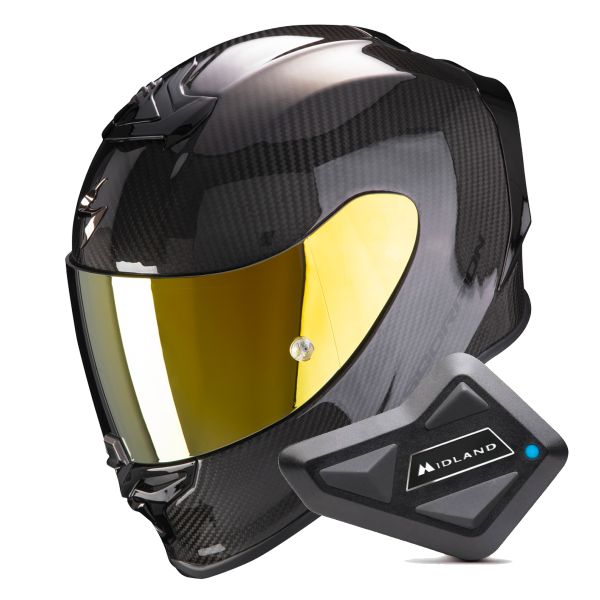 Integral Scorpion Exo R1 Evo Carbon Air Solid Black + Kit Bluetooth BT Mini Integral Scorpion Exo R1 Evo Carbon Air Solid Black + Kit Bluetooth BT Mini