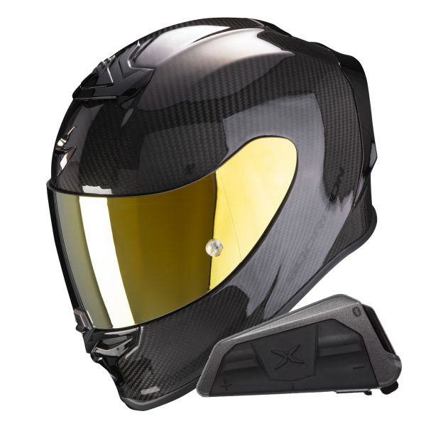 Integral Scorpion Exo R1 Evo Carbon Air Solid Black + Kit bluetooth Exo-Com Link-1 Integral Scorpion Exo R1 Evo Carbon Air Solid Black + Kit bluetooth Exo-Com Link-1