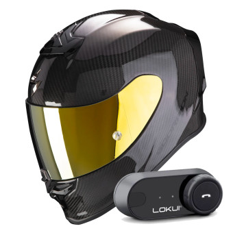 Casque Integral Scorpion Exo R1 Evo Carbon Air Solid Black + Kit Bluetooth Lokui K30 Casque Integral Scorpion Exo R1 Evo Carbon Air Solid Black + Kit Bluetooth Lokui K30