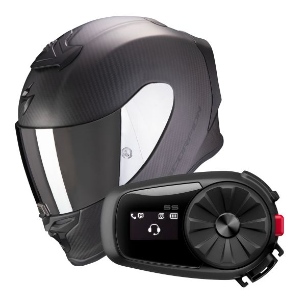 Integral Scorpion Exo R1 Evo Carbon Air Solid Matt Black + Intercom Sena 5S Integral Scorpion Exo R1 Evo Carbon Air Solid Matt Black + Intercom Sena 5S