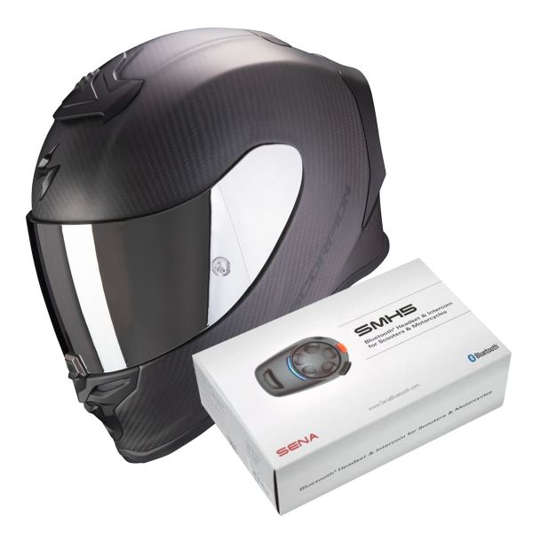 Integral Scorpion Exo R1 Evo Carbon Air Solid Matt Black + Intercom Sena SMH5 Integral Scorpion Exo R1 Evo Carbon Air Solid Matt Black + Intercom Sena SMH5